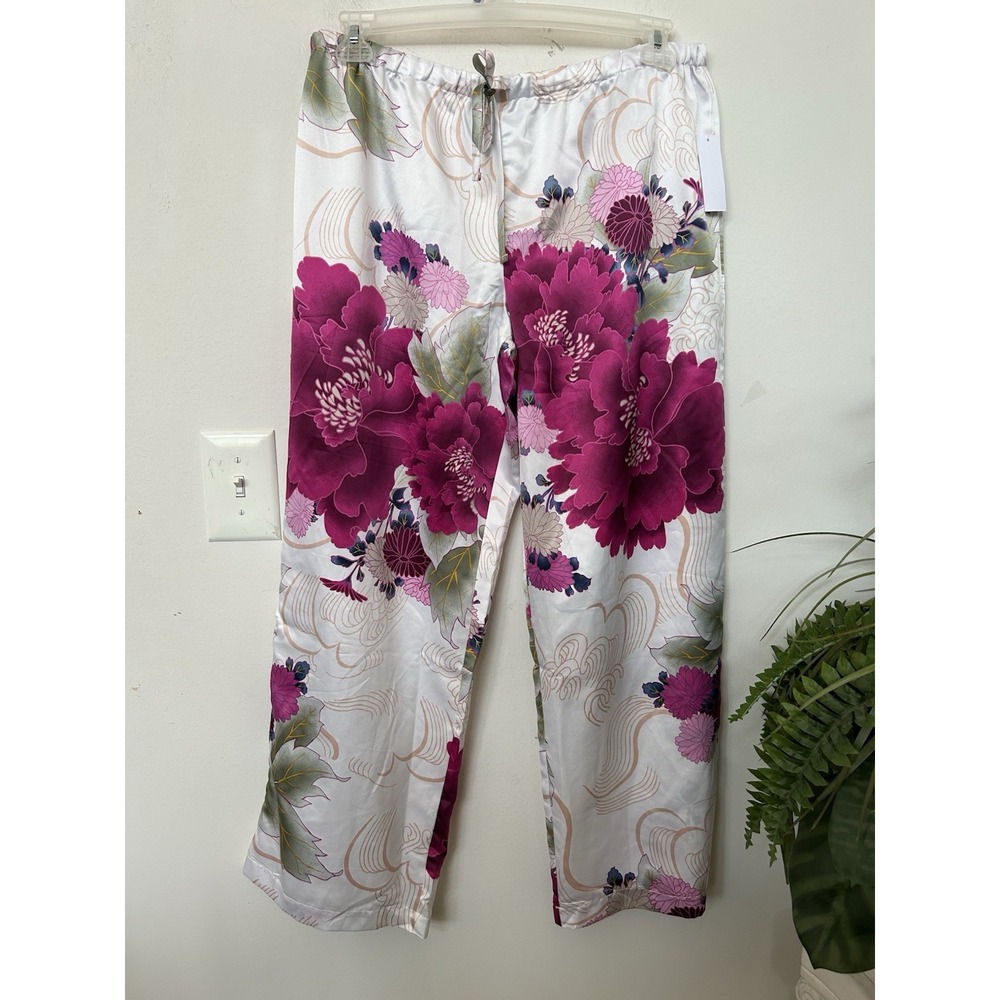 NWT Natori Peony Blossom Satin Pajama Set L Luxury Floral Coquette Sleepwear - Picture 6 of 8